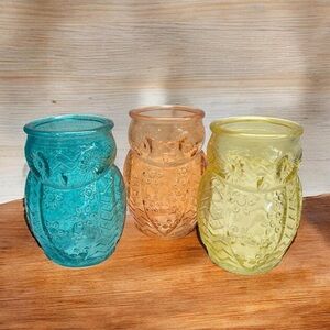 Style Setter Decorative Owl 3 Piece Glass Mini Jar Vase Set